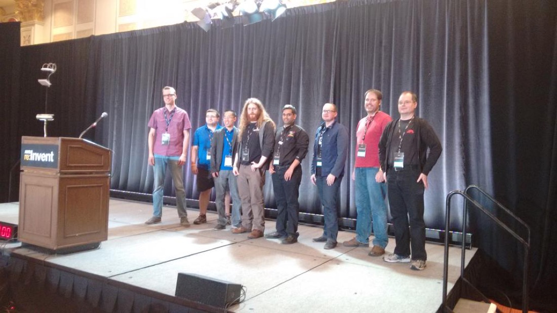 Amazon Web Services announcing the re:Invent 2014 hackathon winners